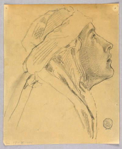 Schets van een vrouwenhoofd door Francis Augustus Lathrop
