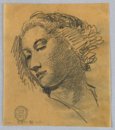 Schets van een vrouwenhoofd door Francis Augustus Lathrop