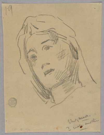 Schets van een Vrouwenhoofd door Francis Augustus Lathrop