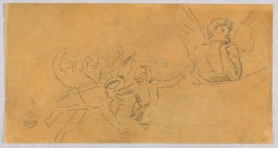 Schets van een engel en putti door Francis Augustus Lathrop