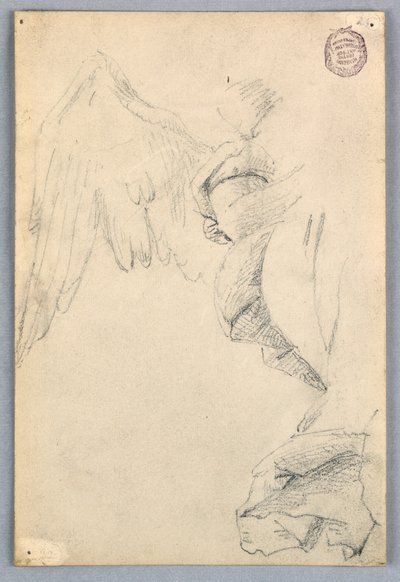 Schets met Vleugels en Draperie door Francis Augustus Lathrop