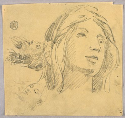 Schetsen van Drie Hoofden door Francis Augustus Lathrop