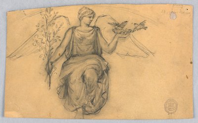 Lente, schets van gevleugeld figuur door Francis Augustus Lathrop
