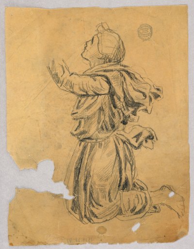 Studie voor een knielende vrouw door Francis Augustus Lathrop