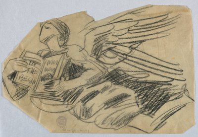 Studie van een engel met een boek door Francis Augustus Lathrop