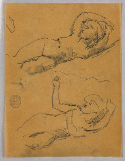 Twee schetsen van vrouwelijke naakten door Francis Augustus Lathrop