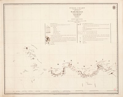 Indexkaart voor de volgende survey van de kust van Karamania door Francis Beaufort