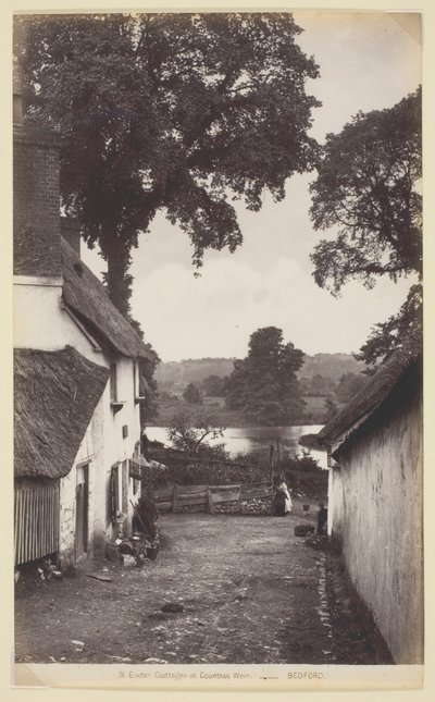31 Exeter, Huisjes bij Countess Weir door Francis Bedford