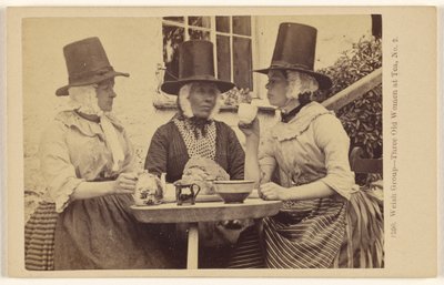 Groep Wales - Drie oude vrouwen op de thee, nr. 2 door Francis Bedford