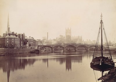 Worcester. Vanaf de Severn, 1870s door Francis Bedford