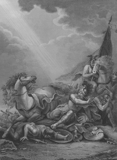 De Bekering van St. Paulus, Handelingen 9, Vers 1-21 (gravure) door Francis Bourgeois