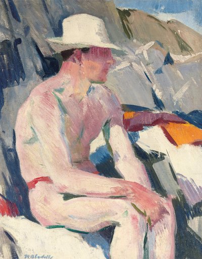 Bader in een Witte Hoed door Francis Campbell Boileau Cadell