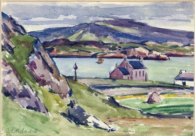 Figuur en kerk, Iona door Francis Campbell Boileau Cadell