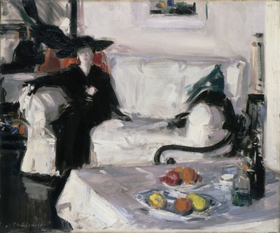 Interieur met figuur door Francis Campbell Boileau Cadell