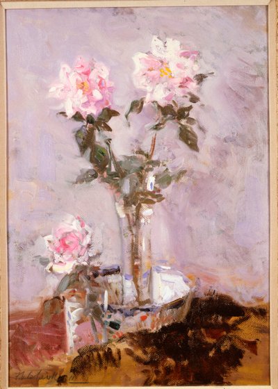 Roze Rozen in een Glazen Vaas door Francis Campbell Boileau Cadell
