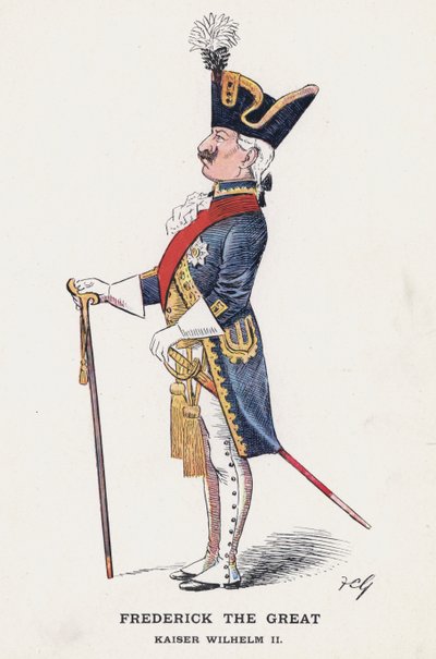 Frederik de Grote, Keizer Wilhelm II (kleur litho) door Francis Carruthers Gould