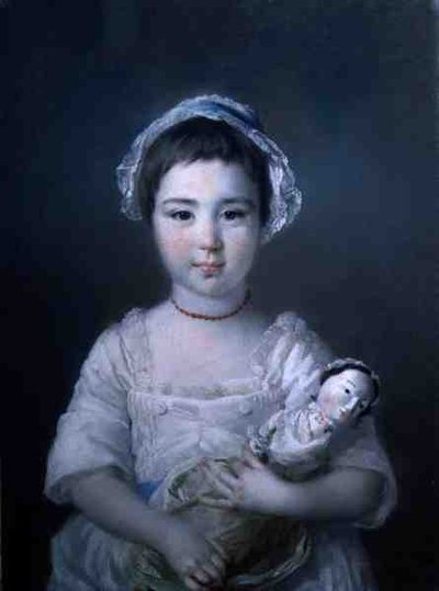 Portret van Lady Ann Fitzpatrick met een Pop door Francis Cotes