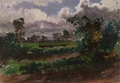 Uitzicht over de tuin van de kunstenaar vanuit zijn huis in Exmouth, Devonshire door Francis Danby