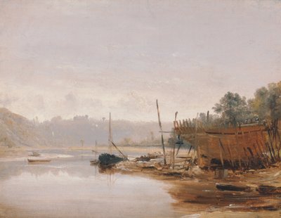 Boot bouwen bij Dinan, Bretagne door Francis Danby