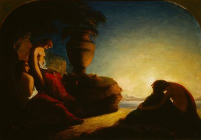 De drie zussen van Phaeton huilen bij het graf van hun broer door Francis Danby