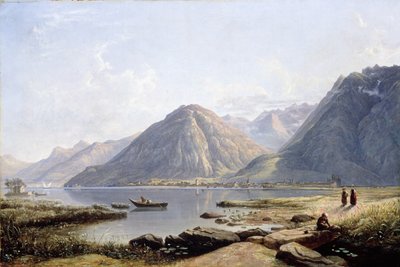 Uitzicht op het Meer van Genève met de stad Villeneuve, 1836 door Francis Danby