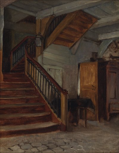 Kamerinterieur met wenteltrap door Francis Davis Millet