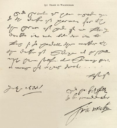 Brief van Sir Francis Drake aan Sir Francis Walsingham ondertekend 29 juli 1588, gepubliceerd in 