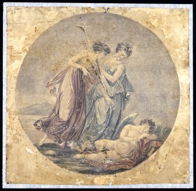 Graces Wekken Cupido, naar een schilderij van Benjamin West, 1778-81 door Francis Eginton