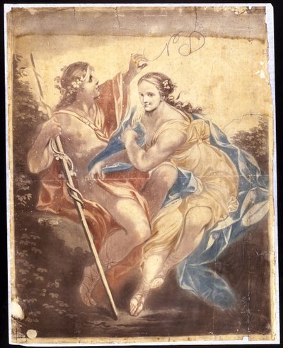 Venus en Adonis, naar een schilderij van Benjamin West, 1778-81 door Francis Eginton