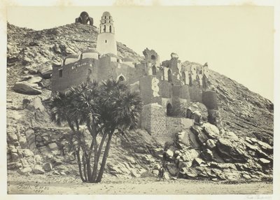 Doumpalm en Verwoeste Moskee, Philæ, 1857 door Francis Frith