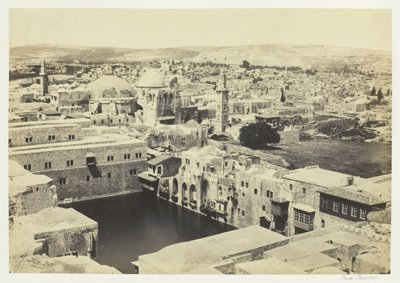 De vijver van Hizkia, vanaf de toren van Hippicus, Jeruzalem, 1857 door Francis Frith