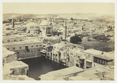Het zwembad van Hizkia, vanaf de toren van Hippicus, Jeruzalem door Francis Frith