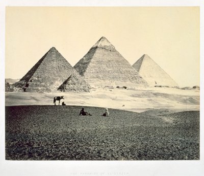 De piramides van El-Geezeh vanuit het zuidwesten, Egypte, 1858 door Francis Frith