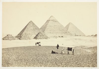 De piramides van El Geezeh, vanuit het zuidwesten, 1857 door Francis Frith