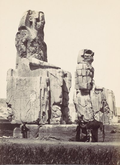 De beelden van Memnon. Vlakte van Thebe, 1857 door Francis Frith