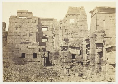 Het Tempelpaleis, Medinet-Haboo, ca. 1857 door Francis Frith