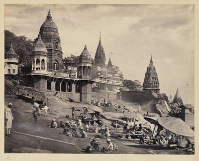 [Ganges rivieroever en Manikarnika Ghat]. door Francis Frith and Co.