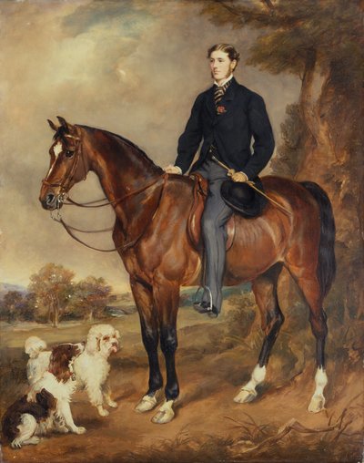 Een Ruiterportret van Seymour Sydney Hyde 6e Graaf van Harrington door Francis Grant