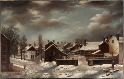 Winterscène in Brooklyn door Francis Guy