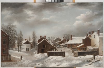 Winterscène in Brooklyn door Francis Guy