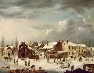 Winterscène in Brooklyn, ca. 1817-20 door Francis Guy