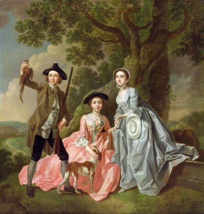 George Rogers met zijn vrouw, Margaret, en zijn zus, Margaret Rogers, c.1748-50 door Francis Hayman