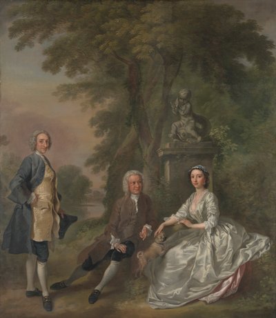 Jonathan Tyers, met zijn dochter Elizabeth, en haar echtgenoot John Wood door Francis Hayman
