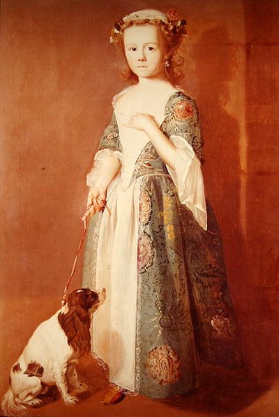 Klein meisje met een hond door Francis Hayman