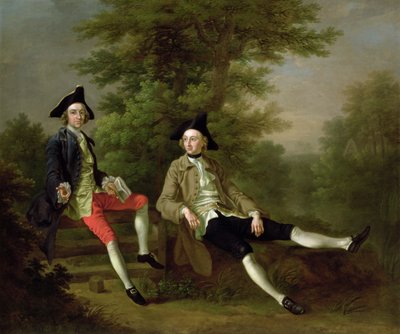 Portret van David Garrick (1717-79) (links) en William Windham van Felbrigg (1717-61) (rechts) ca. 1745 door Francis Hayman