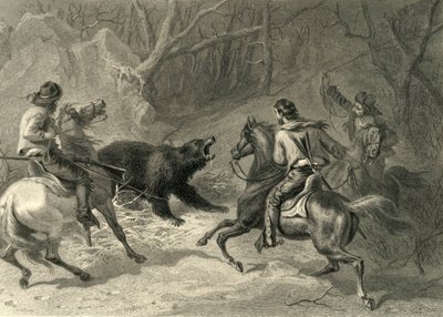 Inheemse Californiërs die een beer lassoën, 1874 door Francis Holl