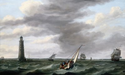 Schepen bij de Eddystone Vuurtoren door Francis Holman