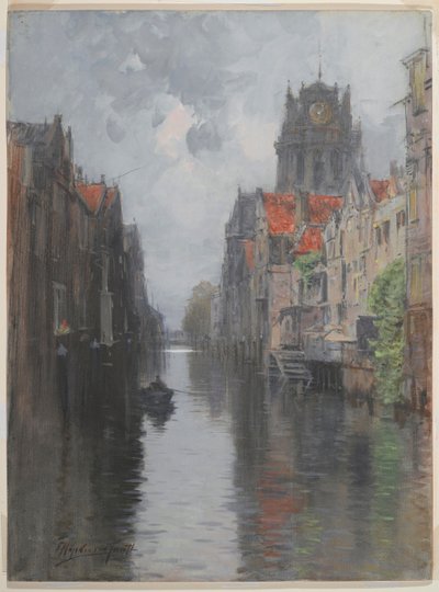 Achter de Groote Kerk, Dordrecht, c.1880s door Francis Hopkinson Smith