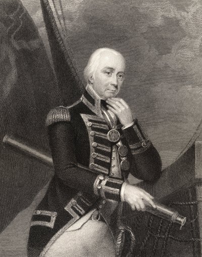 Admiraal Lord Cuthbert Collingwood, gegraveerd door W. Finden, uit 