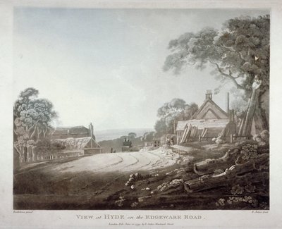 Een Paard-en-Wagen die Verdwijnt over een Heuvel op de Edgware Road, Londen door Francis Jukes